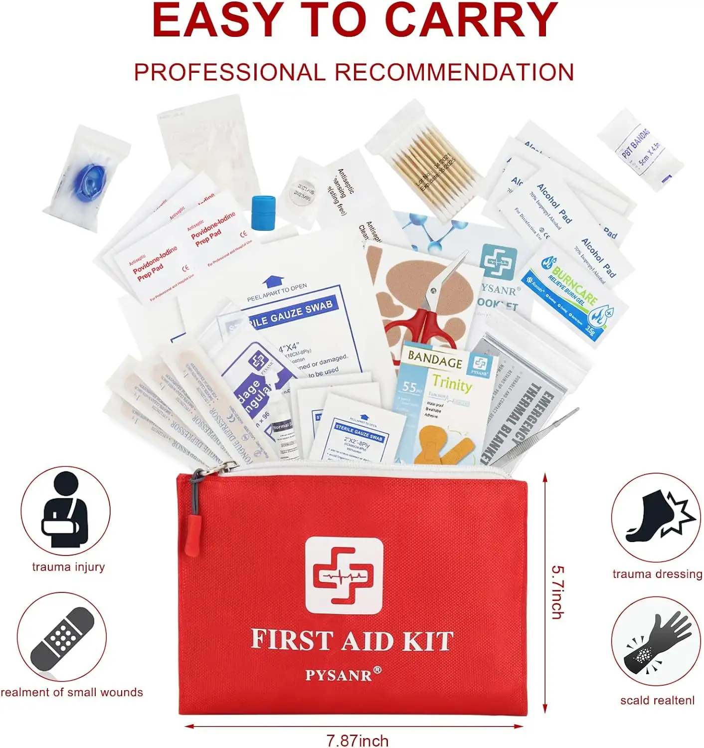 PYSANR Small First Aid Kit, 150 Piece with Foil Blanket - 71qjmhcwwkl._ac_sl1500_